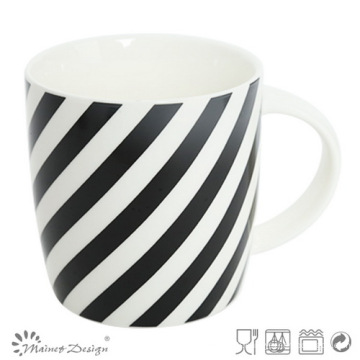 Tasse en céramique de 12 oz avec décalcomanie Black Strip Design